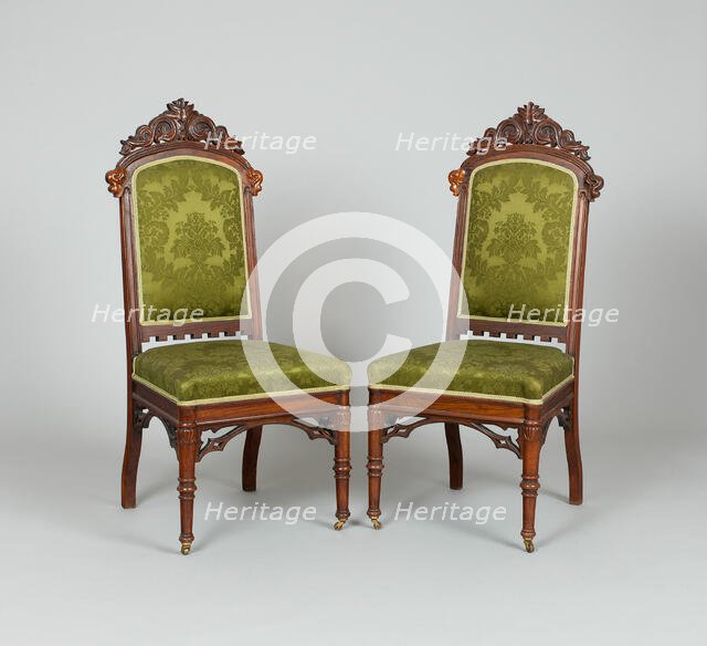 Pair of Side Chairs, c. 1849. Creators: Peter Trainque, William Burns.