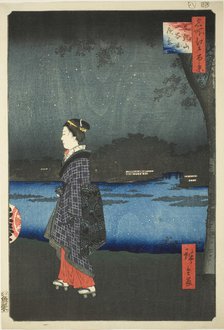 Night View of Matsuchi Hill and the San’ya Canal (Matsuchiyama San’yabori yakei), from the..., 1857. Creator: Ando Hiroshige.