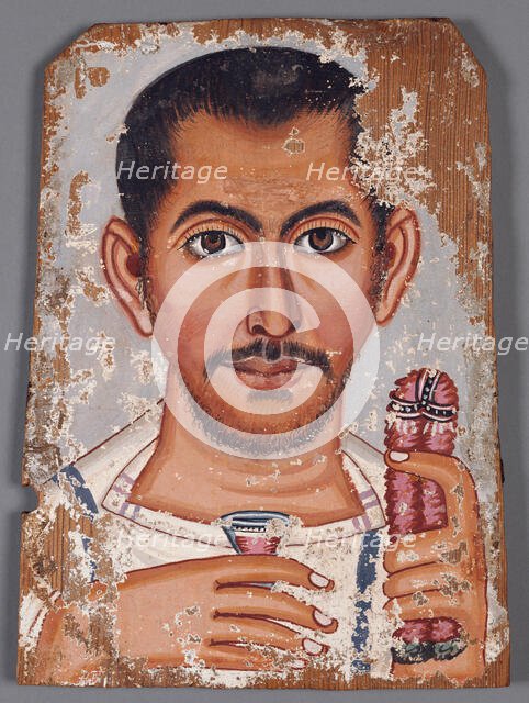 Mummy Portrait of a Bearded Man, A.D. 220-250. Creator: Brooklyn Painter.
