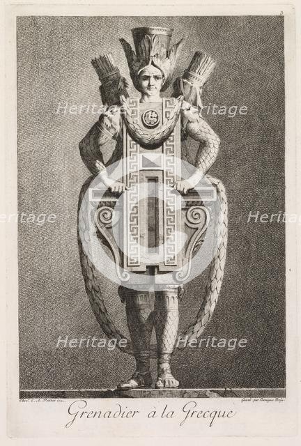 Mascarade à la Grecque: Grenadier à la Grecque (Plate 3), 1771. Creator: Benigno Bossi (Italian, 1727-1792).