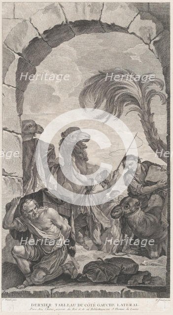 The Chapel of the Enfants-Trouvés in Paris: La Suite des rois mages: chameliers et porteur..., 1756. Creator: Etienne Fessard.