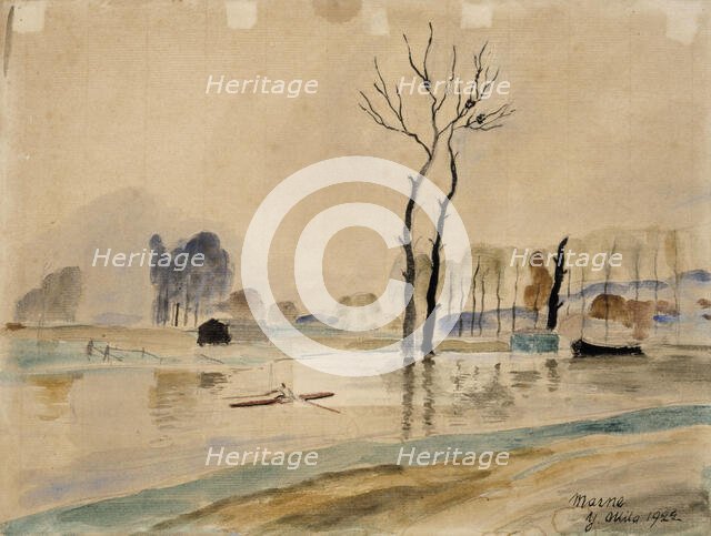 View of the river Marne, 1922. Creator: Yrjö Aleksander Ollila.