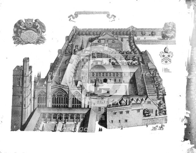 Bird's-eye view of New College, Oxford, Oxfordshire, 1675. Artist: David Loggan
