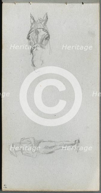 Sketchbook, page 69: Study of a Hand, a Horse, and a Figure. Creator: Ernest Meissonier (French, 1815-1891).