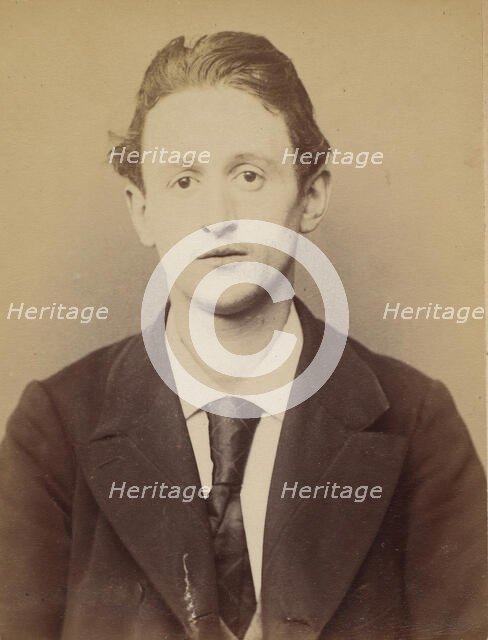Perot. Gaston, Auguste. 22 ans, né à Paris XVllle. Journalier. Anarchiste. 4/3/94. , 1894. Creator: Alphonse Bertillon.