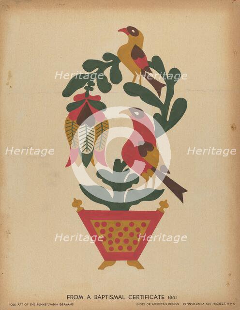 Drawing for Plate 12: From the Portfolio "Folk Art of Rural Pennsylvania", c. 1939. Creator: Unknown.