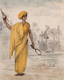An Indian woman, about to be burned on her dead husband's funeral pyre, 1814. Creator: Susanna Wales.