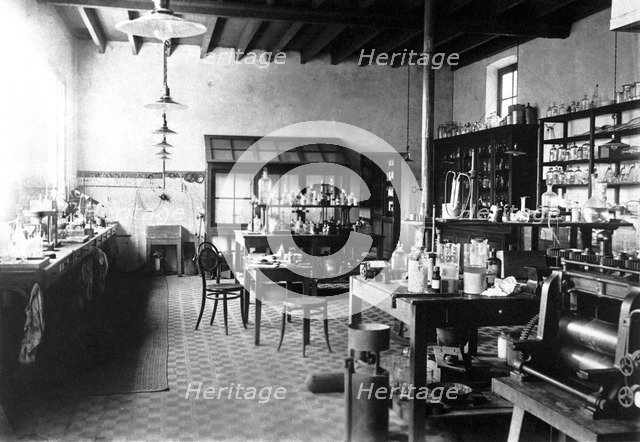 Laboratorium of Alfred Nobel at his Villa in Sanremo, 1890s. Artist: Anonymous  