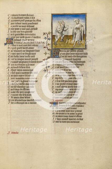 The Personification of Bad Mouth Accusing the Lover; Roman de la Rose, about 1405. Creator: Unknown.