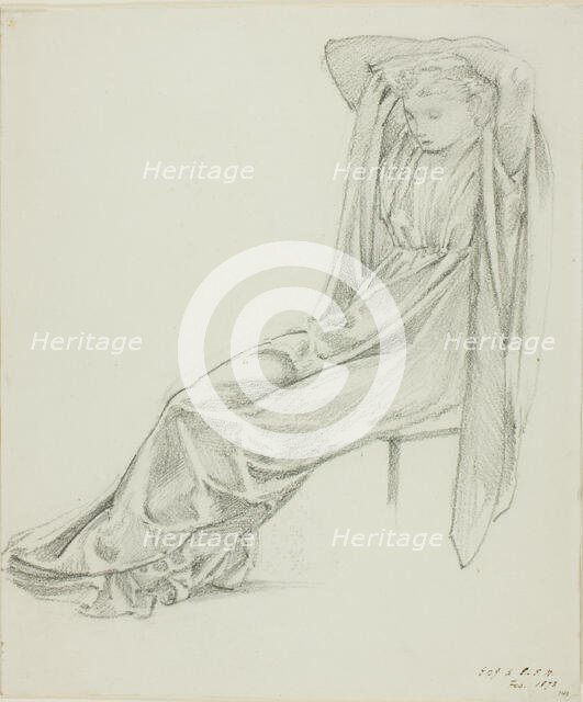 Seated Female Figure, 1873. Creator: Sir Edward Coley Burne-Jones.