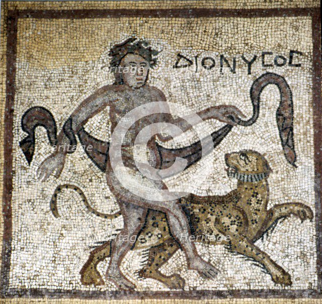 Roman Mosaic, Dionysus with Panther, c4th century. Artist: Unknown.