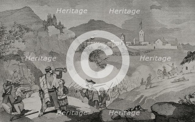 First Carlist War (1833-1840): Carlist troops besieged the town of Olot between...1835 (1845).   Creators: Francisco Sainz, Martínez.