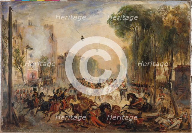 The Fieschi attack, boulevard du Temple, July 28, 1835. Creator: Francois-Gabriel-Guillaume Lepaulle.