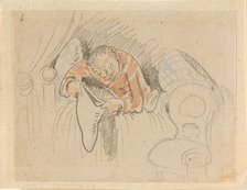 The disturbed but happily regained night's rest, (The Flea); 6, 1862. Creator: Wilhelm Busch.