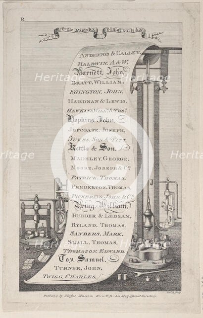 Trade Card for Button Makers, Birmingham, 1800., 1800. Creator: Anon.
