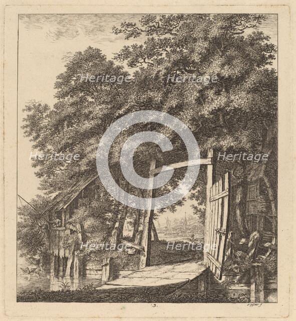 A Rustic Gate beside a Lake, 1764. Creator: Salomon Gessner.