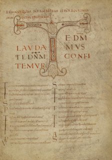 Decorated Initial T; Psalter, third quarter of 9th century. Creator: Unknown.