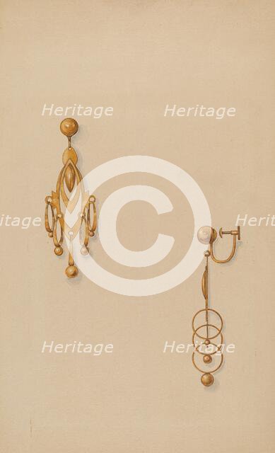 Earrings, c. 1937. Creator: Isidore Steinberg.