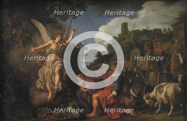 The Angel Raphael Takes Leave of Old Tobit and his Son Tobias, 1618. Creator: Pieter Lastman.