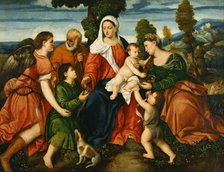 The Holy Family with Tobias and the Angel, Saint Dorothy, John the Baptist and the Miracle of the Co Artist: Veronese (de' Pitati), Bonifacio (1487-1553)