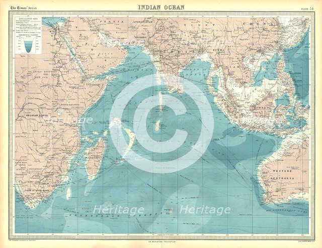 Map of the Indian Ocean. Artist: Unknown.