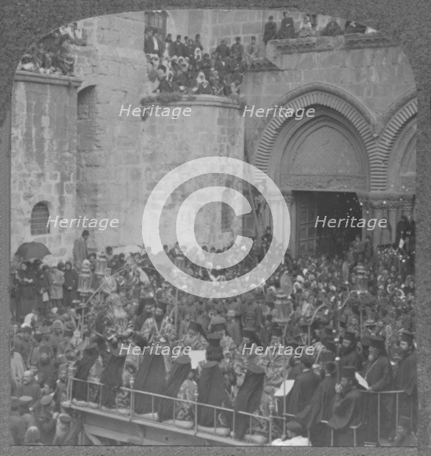 'Ceremony of washing the Disciples' feet at the Church of the Holy Sepulchure', c1900. Artist: Unknown.