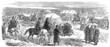 Illustrations of the War in Denmark: artillery baggage-waggons encamped near Kolding, 1864. Creator: Unknown.