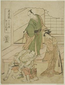 Act VII: The Ichiriki Teahouse in the play Chushingura Juichidan Tsuzuki, Japan, c. 1786. Creator: Shunsho.