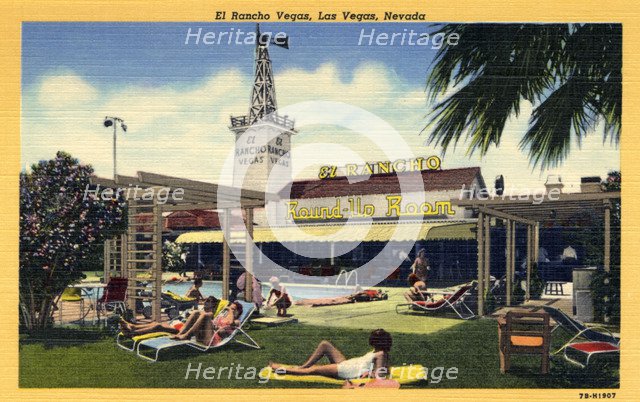 'El Rancho Vegas, Las Vegas, Nevada', postcard, 1947. Artist: Unknown