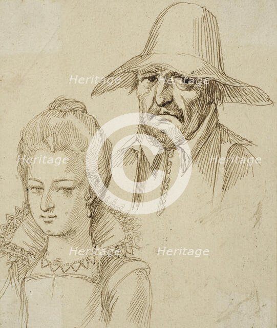 Portrait of a man and a woman, unknown date. Creator: Anon.