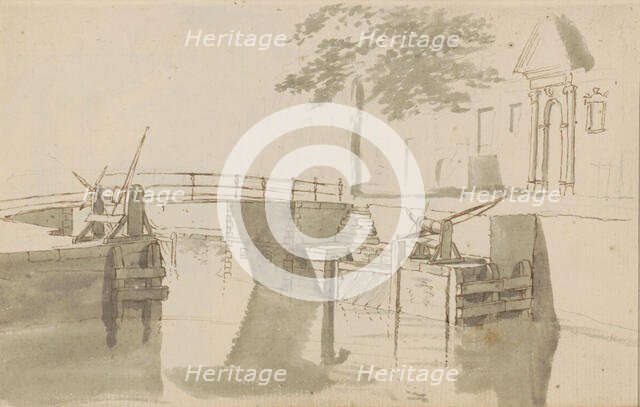 Canal with lock, c.1783-c.1797. Creator: Johannes Huibert Prins.