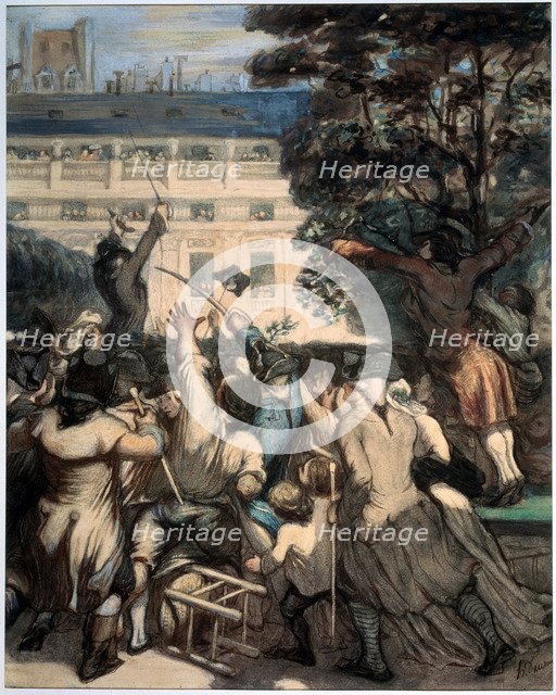 'Camille Desmoulins in the Palais Royal Gardens', 1848-1849.  Artist: Honoré Daumier