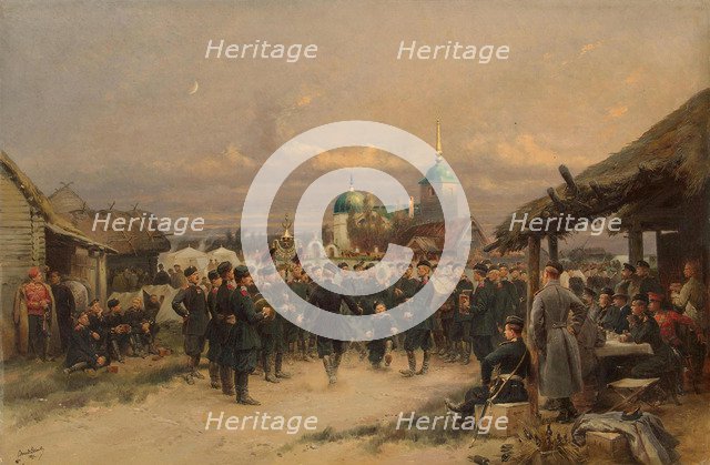 Singers of the Life-Guards 4th The Imperial Family's Rifle Battalion at Tsarskoye Selo, 1889. Artist: Detaille, Édouard (1848-1912)