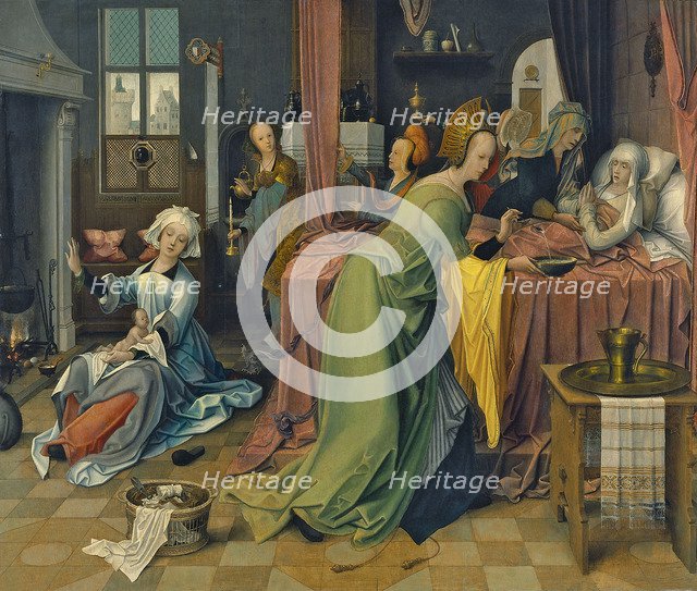 The Birth of the Virgin. Artist: De Beer, Jan (ca 1475-1528)