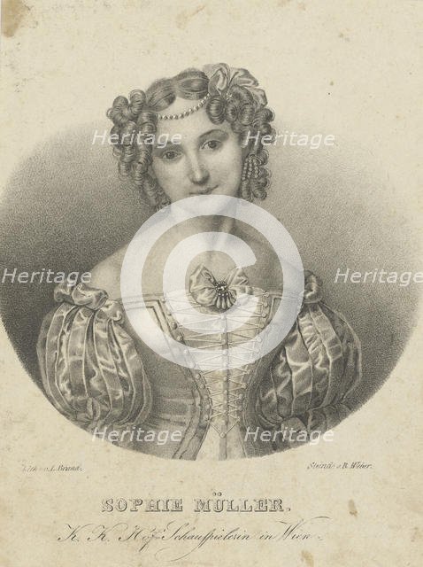 Portrait of the actress Sophie Müller (1803-1830) , 1825-1829. Creator: R. Weber'sche Lithographische Anstalt.