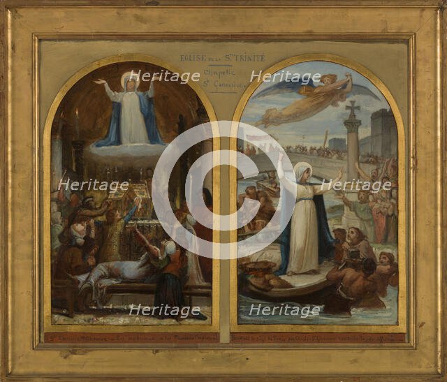 Esquisse pour l'église de La Trinité : Les Malheureux et les pauvres implorent sainte..., c.1873. Creator: Felix Joseph Barrias.