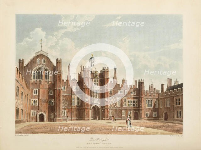 The Quadrangle, Hampton Court Palace, 1819. Creator: Westall, William (1781-1850).