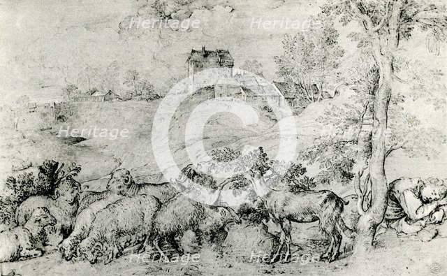 'Landscape with Flock of Sheep', c1520, (1937). Artist: Titian