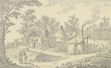 Village landscape in front of a blacksmith's shop, c1760. Creator: Johann Georg Wille.
