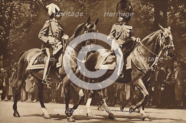 'King Edward at the head of the Brigade of Guards, turns, unperturbed, to make inquiry after revolve Creator: Unknown.