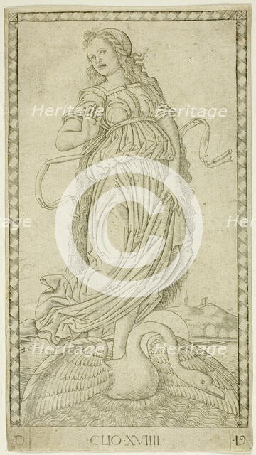 Clio, plate nineteen from Apollo and the Muses, c.1465. Creator: Unknown.