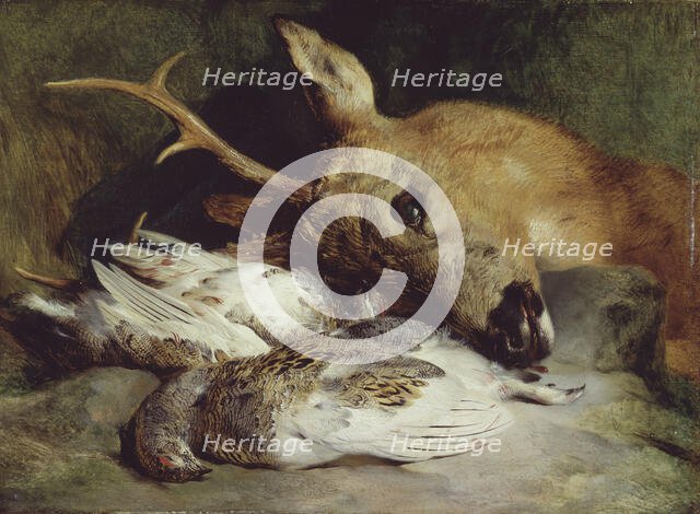 Head of a Roebuck and Two Ptarmigan, c. 1830. Creator: Edwin Henry Landseer.