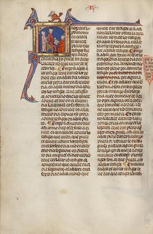 Initial J: A Man Kneeling before a Judge; Vidal Mayor, about 1290-1310. Creator: Unknown.