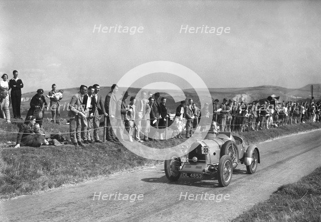 Bugatti Type 23 of LJ Smyth competing at the Bugatti Owners Club Lewes Speed Trials, Sussex, 1937. Artist: Bill Brunell.