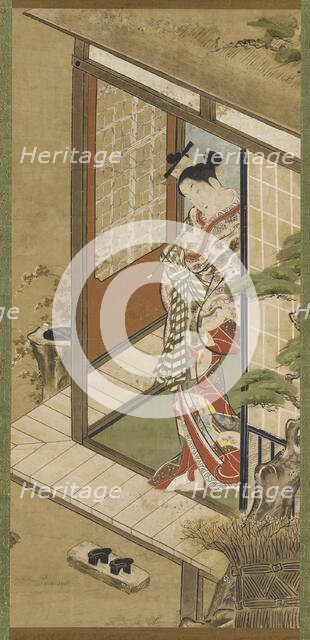 A yujo with a pipe, Edo period, 18th century. Creator: Unknown.