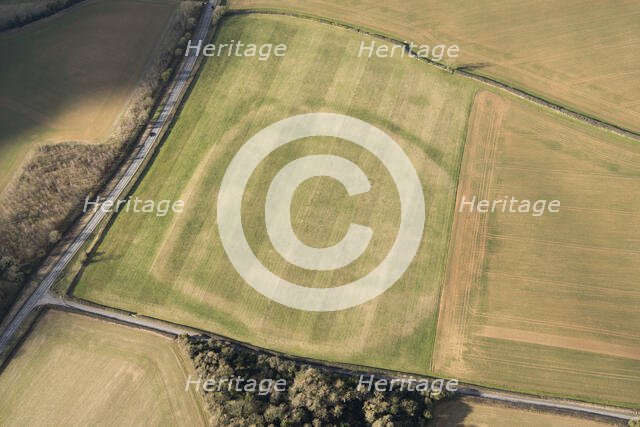 Idbury Camp, a univallate hillfort crop mark, Idbury, Oxfordshire, 2018. Creator: Damian Grady.