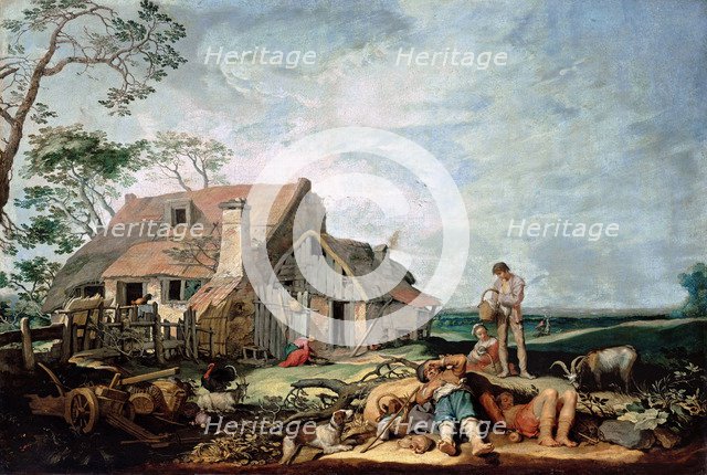 Landscape with Peasants Resting, Tobias and the Angel, 1650. Artist: Bloemaert, Abraham (1566-1651)