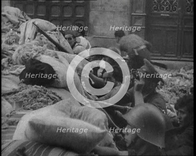 Spanish Soldiers Manning a Barricade, 1936. Creator: British Pathe Ltd.
