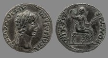 Denarius of Tiberius. Findspot: South Asia, India, Tamil Nadu , 1st H. 1st century AD. Creator: Numismatic, Ancient Coins  .