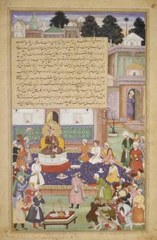 Sultan Bayazid before Timur, Folio from an Akbarnama (History of Akbar), ca. 1600. Creator: Dharm Das.